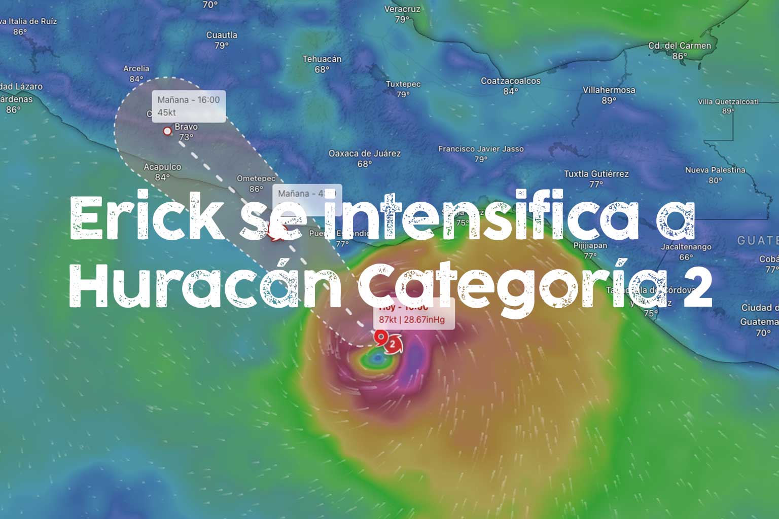 ¡Erick ya es huracán categoría 2! Alerta máxima en Oaxaca y Guerrero | Voces Imágenes